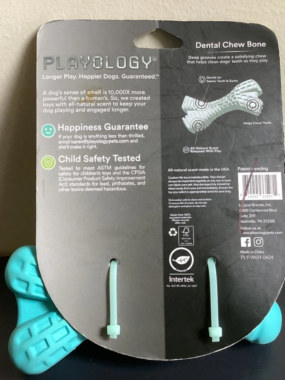 NWT PLAYOLOGY Dental Chew Bone 35lbs and up Peanut Butter Scented